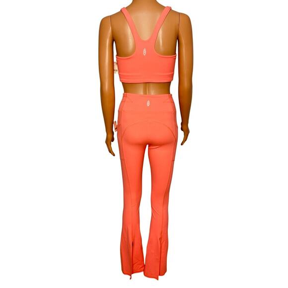 Free People Movement Never Better Flare Pants and workout Top set size S Coral - Picture 5 of 12